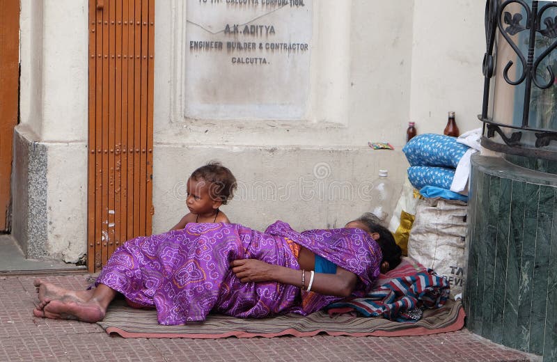 Beggars in front of Nirmal, Hriday, Home for the Sick and Dying Destitutes in Kolkata