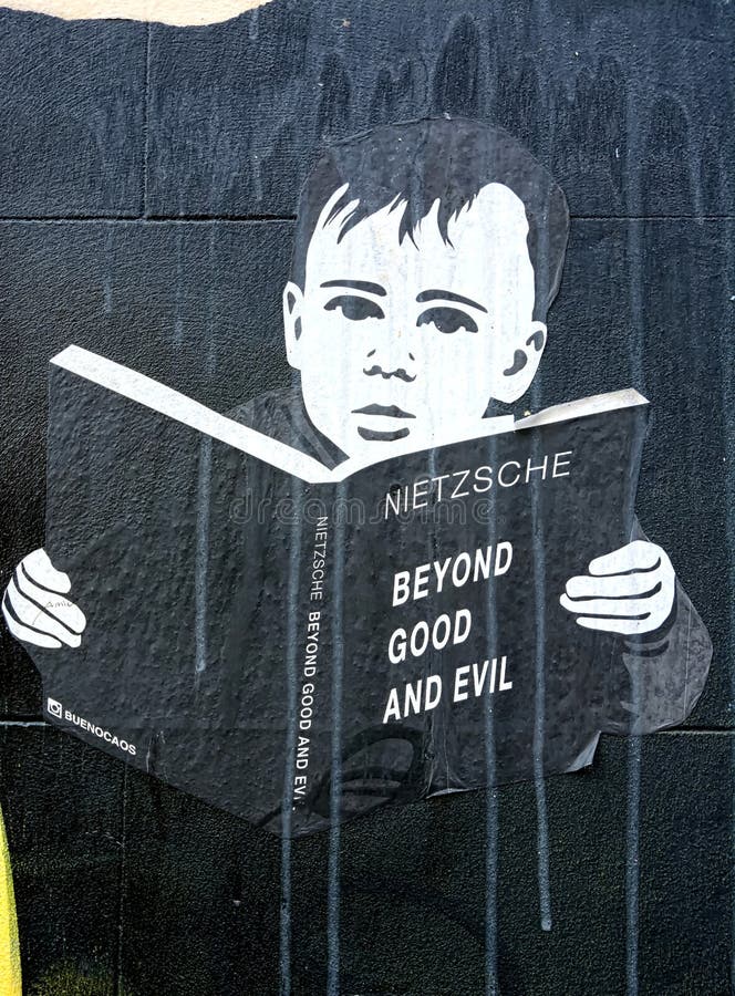 Nietzsche. Beyond Good And Evil. paste-up street art