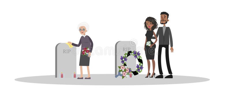 Begrafenisceremonie bij de begraafplaats royalty-vrije illustratie Begrafenisceremonie bij de begraafplaats royalty-vrije illustratie