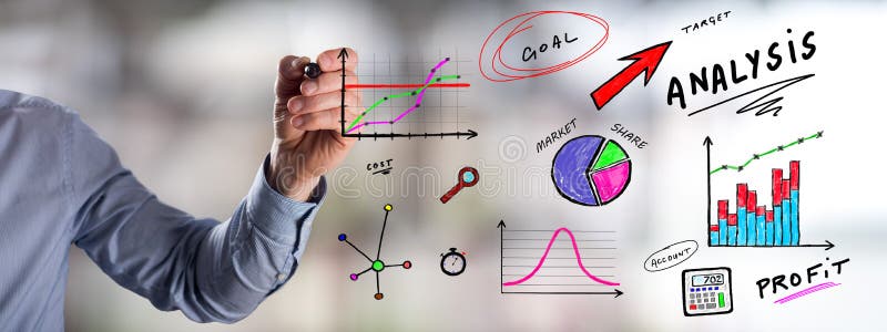 Man drawing a concept of analysis. Man drawing a concept of analysis