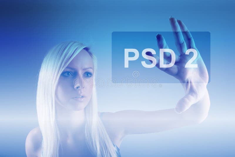 Begrepp av PSD2 - betalning servar direktiv arkivfoto Begrepp av PSD2 - betalning servar direktiv arkivfoto