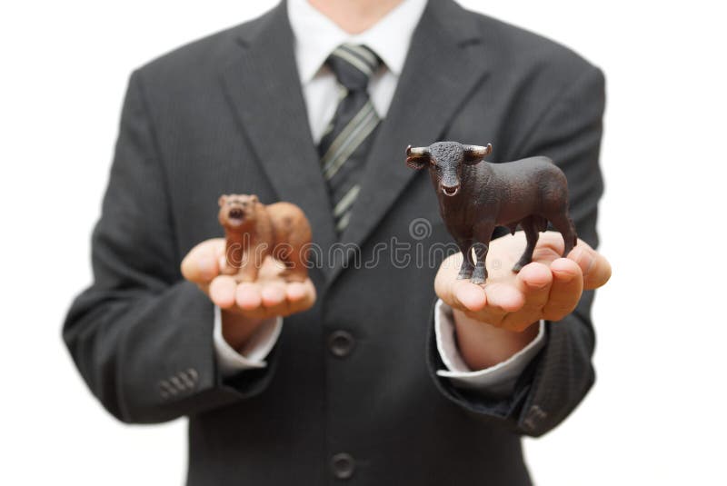Begrepp av tjuraktiemarknaden positiv trend på börs arkivfoto Begrepp av tjuraktiemarknaden positiv trend på börs arkivfoto