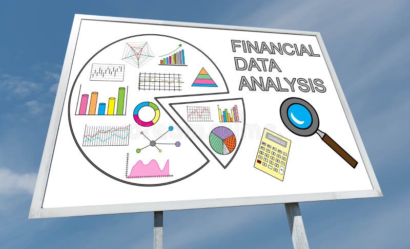 Financial data analysis concept drawn on a billboard. Financial data analysis concept drawn on a billboard