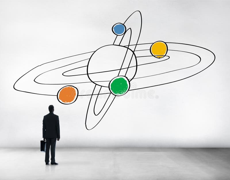 Begrepp för ansvar för ledarskap för mittSaturn universum stock illustrationer Begrepp för ansvar för ledarskap för mittSaturn universum stock illustrationer