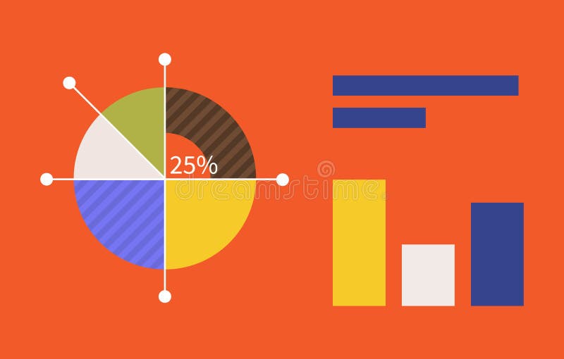 Begrepp för design för tecken för lägenhet för pajdiagram stock illustrationer Begrepp för design för tecken för lägenhet för pajdiagram stock illustrationer