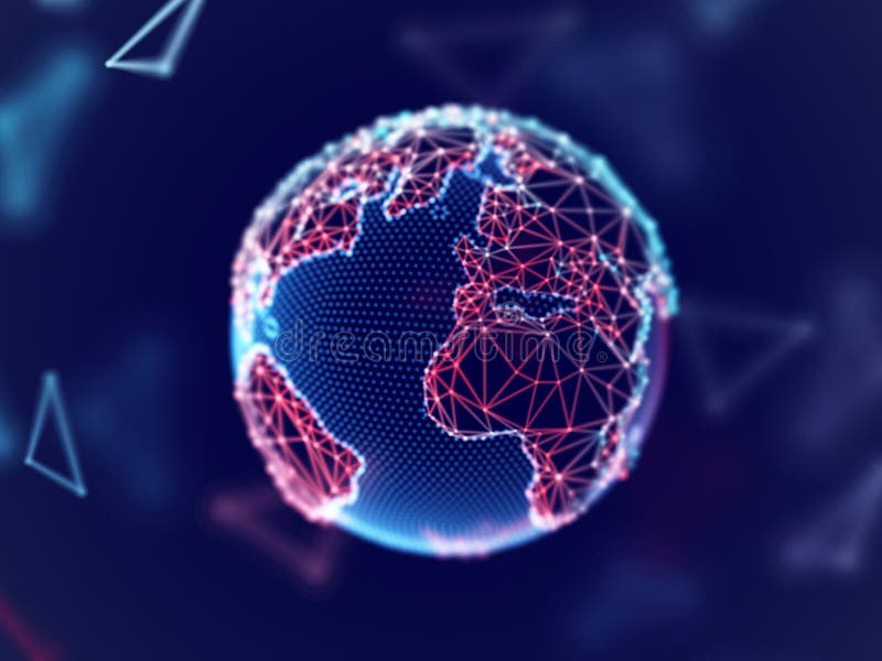 Begrepp för globalt nätverk: digital planetjord med anslutningslinjer royaltyfri illustrationer Begrepp för globalt nätverk: digital planetjord med anslutningslinjer royaltyfri illustrationer