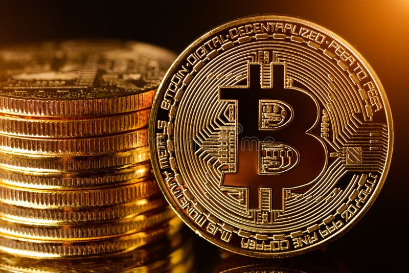 Begrepp för internet för affär för teknologi för valuta för mynt BTC Bitcoin Cryptocurrency för Digital bit fotografering för bildbyråer
