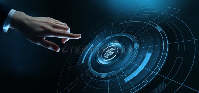 Begrepp för internet för säkerhet för teknologi för fingeravtryckbildläsningsaffär arkivbild Begrepp för internet för säkerhet för teknologi för fingeravtryckbildläsningsaffär arkivbild