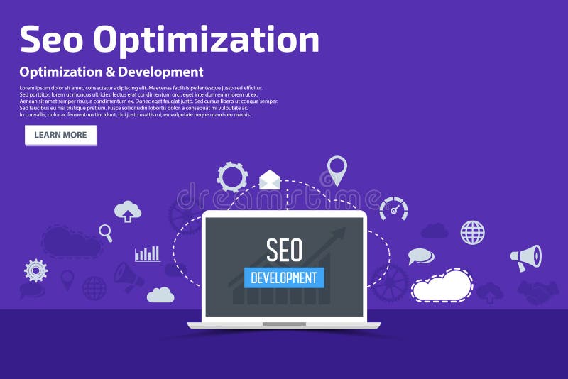 Begrepp för mall för SEO Optimization Flat symbolsbaner vektor illustrationer Begrepp för mall för SEO Optimization Flat symbolsbaner vektor illustrationer