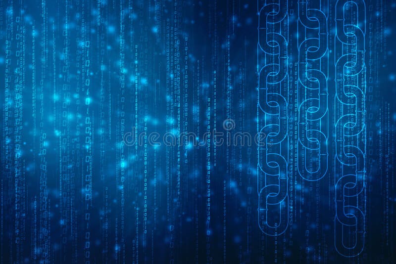 Begrepp för nätverk för kvarterkedja på teknologibakgrund, begrepp för kvarterkedja, digital teknologi för kvarterkedja Cryptocur arkivbilder