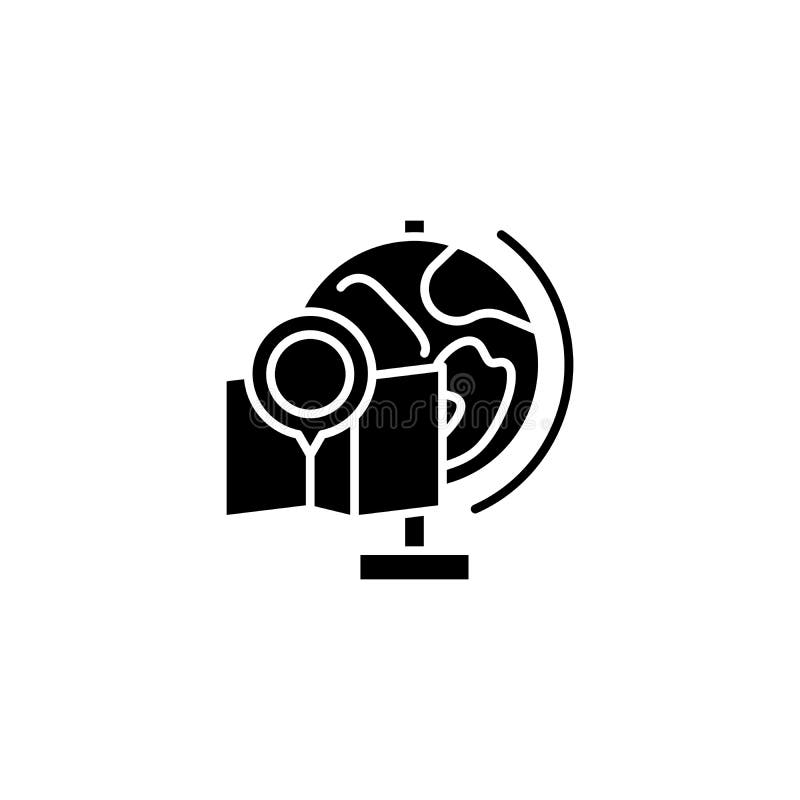 Begrepp för symbol för geografiämnessvart Symbol för vektor för geografiämneslägenhet, tecken, illustration vektor illustrationer Begrepp för symbol för geografiämnessvart Symbol för vektor för geografiämneslägenhet, tecken, illustration vektor illustrationer