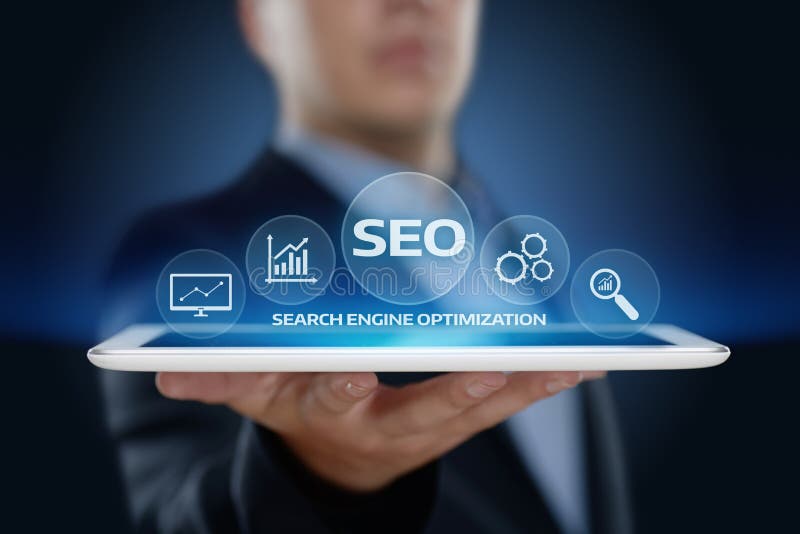 Begrepp för teknologi för affär för internet för Website för SEO Search Engine Optimization Marketing rangtrafik fotografering för bildbyråer