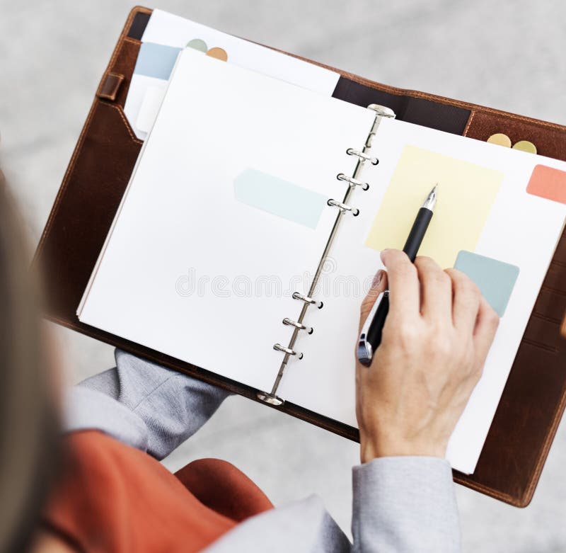 Begrepp för utrymme för kopia för affärskvinnaRecord Writing Notebook rapport royaltyfri fotografi Begrepp för utrymme för kopia för affärskvinnaRecord Writing Notebook rapport royaltyfri fotografi