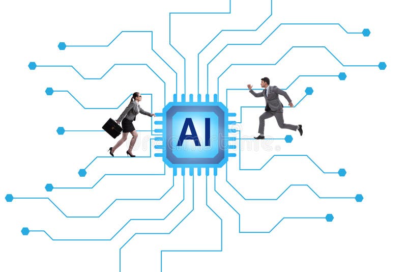 Begreppet artificiell intelligens i praktiken arkivbilder