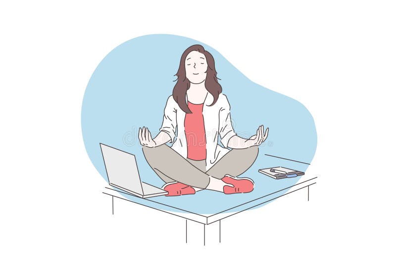 Begreppet minderårighet, meditation, psykisk hälsa vektor illustrationer