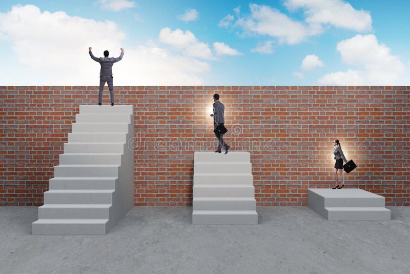 Konceptet av orättvis karriärutveckling arkivfoton
