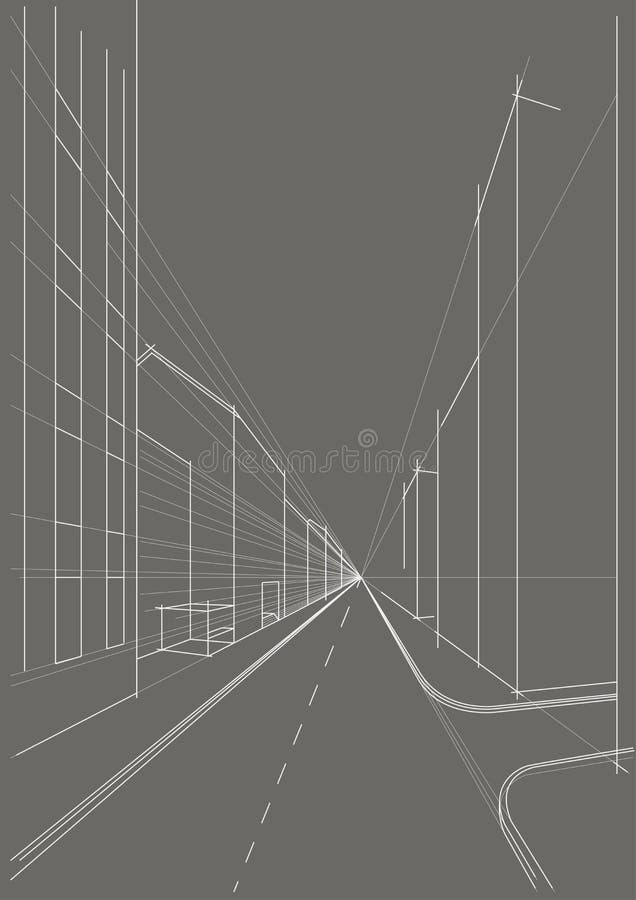 Begreppsmässigt arkitektoniskt skissar stadsgatan stock illustrationer Begreppsmässigt arkitektoniskt skissar stadsgatan stock illustrationer