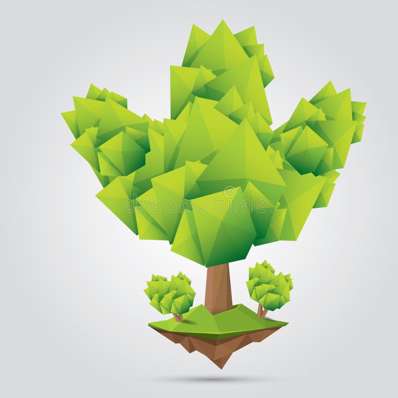 Begreppsmässigt polygonal träd också vektor för coreldrawillustration stock illustrationer Begreppsmässigt polygonal träd också vektor för coreldrawillustration stock illustrationer