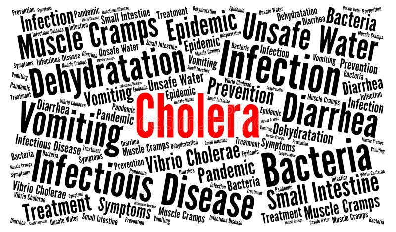 Cholera word cloud concept illustration. Cholera word cloud concept illustration