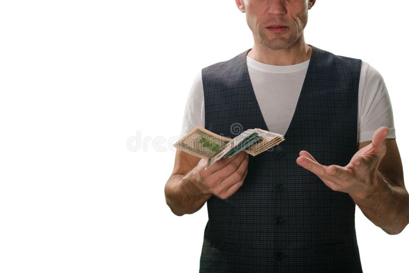 Young man counting dollar banknotes on white background, closeup photo, Cash currency concept: Man&#x27;s hands with dollars, perfect for finance-themed designs. Young man counting dollar banknotes on white background, closeup photo, Cash currency concept: Man&#x27;s hands with dollars, perfect for finance-themed designs