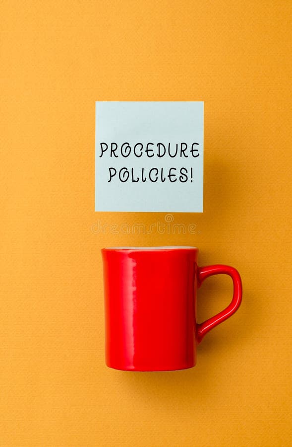 Begriffshandschrift, die Verfahrens-Politik zeigt Gesch? ftsfototext tritt zu den Leitlinien-Regeln und lizenzfreies stockfoto