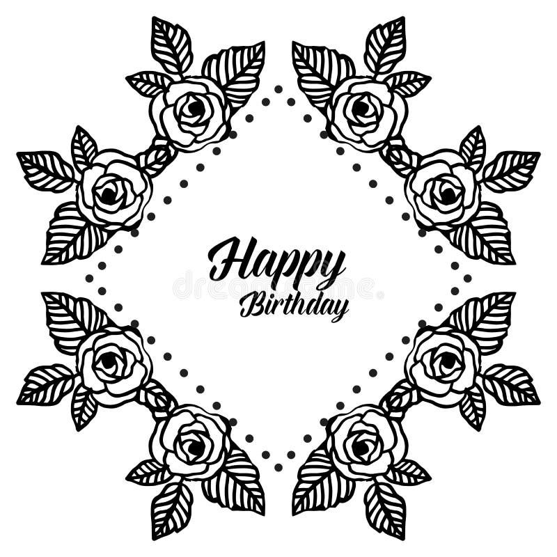 Schöne Betrag alles Gute zum Geburtstag der Grußkarte des Blumenrahmens isoliert auf einem weißen Hintergrund. Vektor vektor abbildung