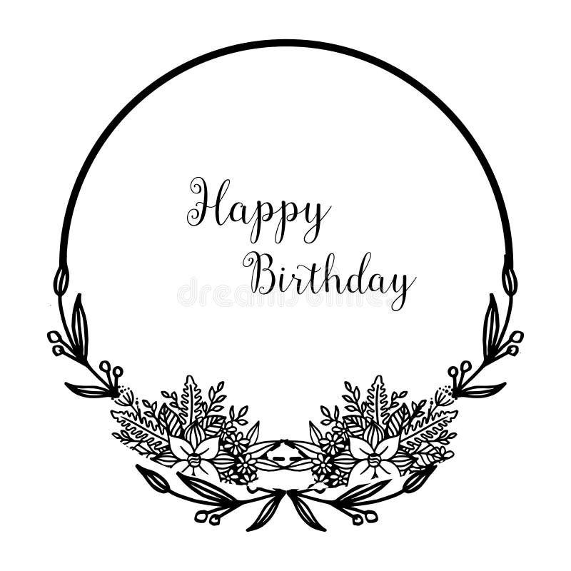 Schöne Betrag alles Gute zum Geburtstag der Grußkarte des Blumenrahmens isoliert auf einem weißen Hintergrund. Vektor lizenzfreie abbildung