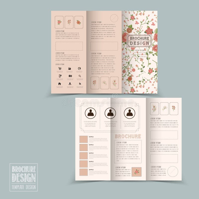 Behagfull blom- trifold broschyrmalldesign stock illustrationer Behagfull blom- trifold broschyrmalldesign stock illustrationer