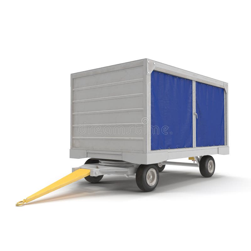 Behandeld die de Kar van de luchthavenbagage op Witte Achtergrond wordt geïsoleerd 3D Illustratie royalty-vrije illustratie Behandeld die de Kar van de luchthavenbagage op Witte Achtergrond wordt geïsoleerd 3D Illustratie royalty-vrije illustratie
