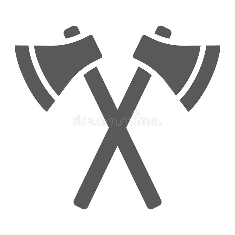 Axes glyph icon, weapon and hatchet, crossed axes sign, vector graphics, a solid pattern on a white background, eps 10. Axes glyph icon, weapon and hatchet, crossed axes sign, vector graphics, a solid pattern on a white background, eps 10.