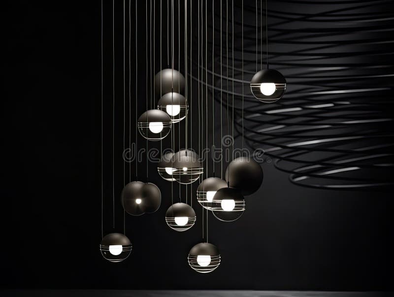 Atmospheric Pendant Lamp Installation (AI Generated) Stock