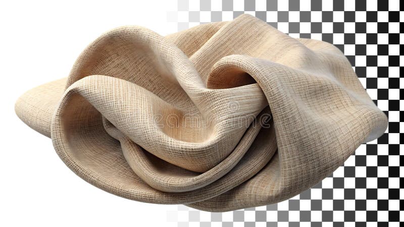Beige avvolta in conifere o in tessuto di colore chiaro che schiude un tessuto liscio di materiale tessile trasparente png immagin illustrazione vettoriale