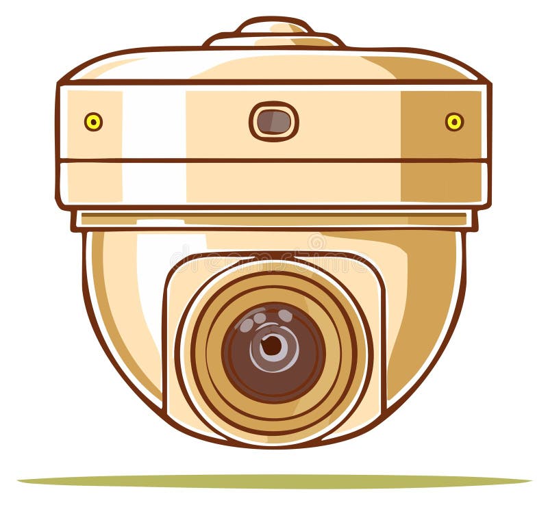 Beige cartoon dome security camera icon vector illustration for surveillance. Cartoon security camera vectors
