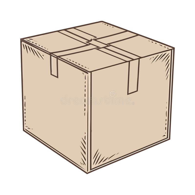 Beige closed carton box packing royalty free illustration