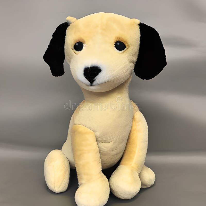 Beige Dog, Cute Plush Toy, Mascot Ai Generated, Generative AI, CGI Graphics Stock Illustration