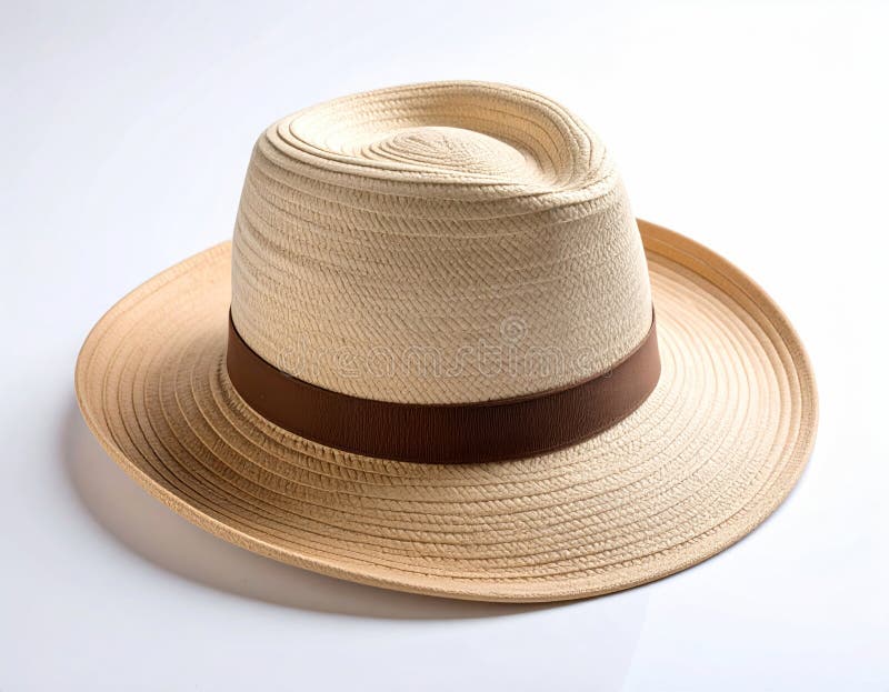 Beige Fedora Hat com Fita Marrom ilustração stock