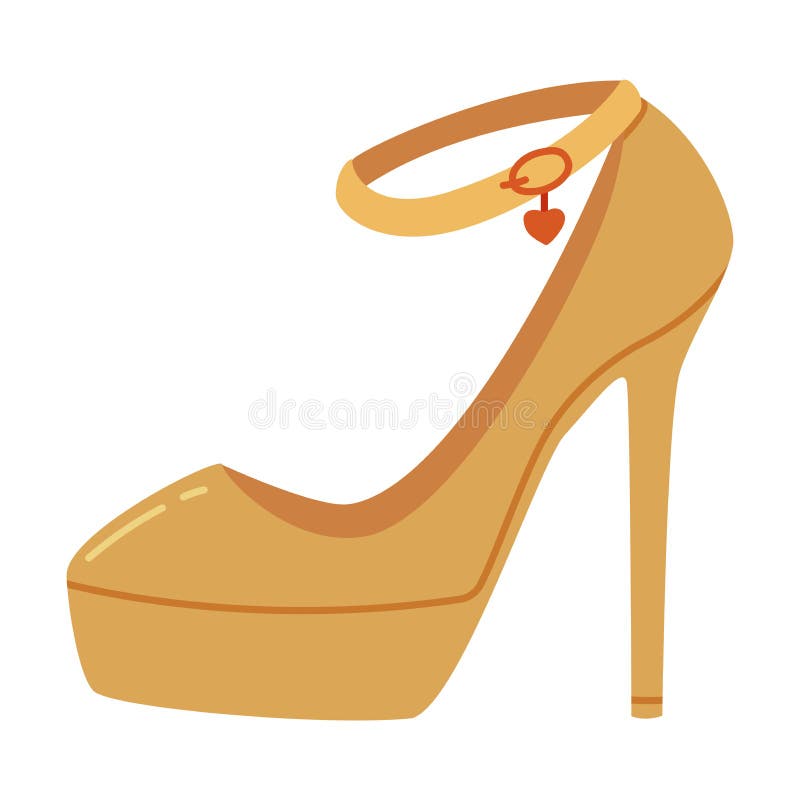 Beige High Heel Shoe with Straps As Casual Footwear Vector Illustration ...