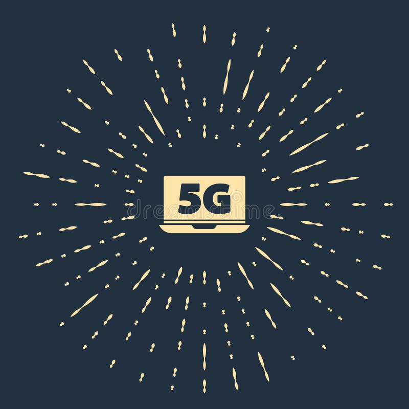 Beige Laptop With 5g New Wireless Internet Wifi Icon Isolated On Blue Background Global Network High Speed Connection Stock Vector Illustration Of Network Phone
