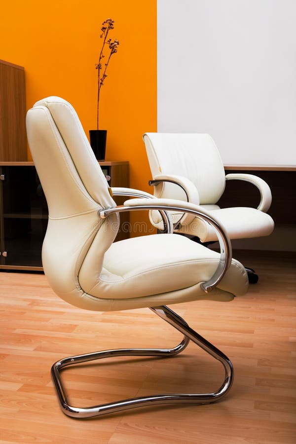 Beige leather armchairs stock photo. Image of flat, objects 6919220