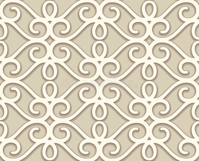 Beige Spitzebeschaffenheit der Weinlese, swirly nahtloses Muster stock abbildung