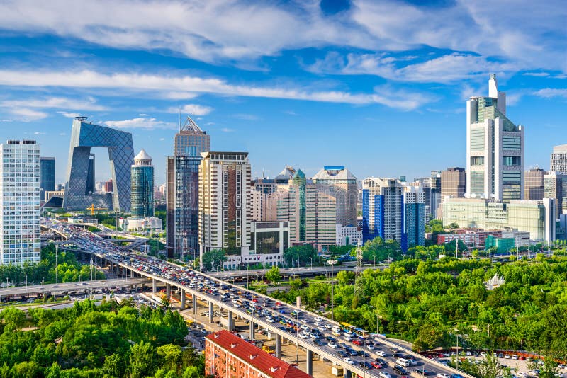 Peking, Čína, panoráma města, na CBD.