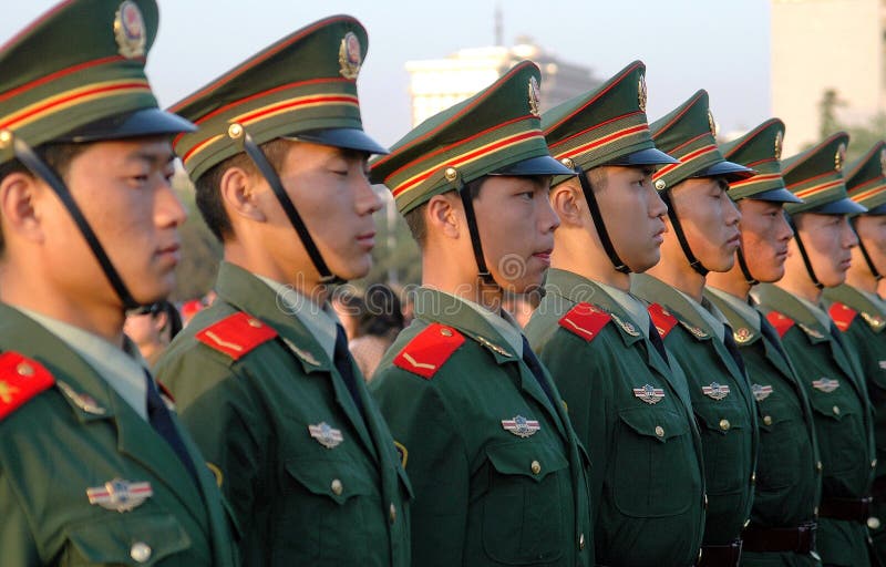 Beijing, China: Soldiers in Tian'anmen Square royalty free stock images