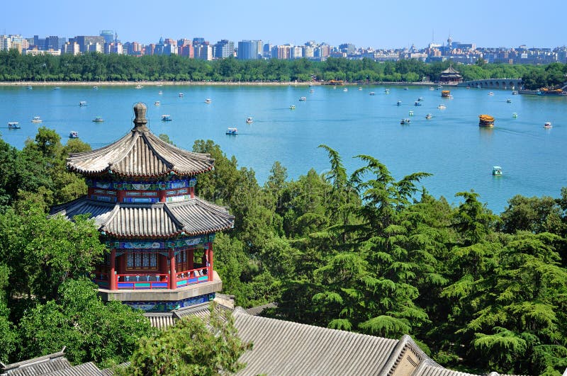 The Summer Palace is the most famous emperor garden in china. Ancient gardens in the modern city is Beijing cityscape. The Summer Palace is the most famous emperor garden in china. Ancient gardens in the modern city is Beijing cityscape.