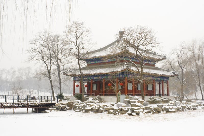 Beijing old Summer Palace (Yuanming Yuan) in winter