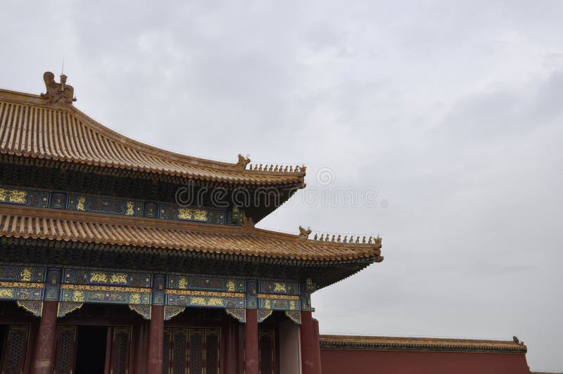 Beijing, 5th may: Gate of Supreme Harmony details from the Forbidden City in Beijing royalty free stock image Beijing, 5th may: Gate of Supreme Harmony details from the Forbidden City in Beijing royalty free stock image