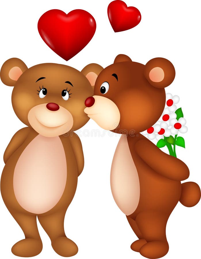 Beijo Dos Desenhos Animados Dos Pares Do Urso Ilustração do Vetor -  Ilustração de filhote, romance: 33230882