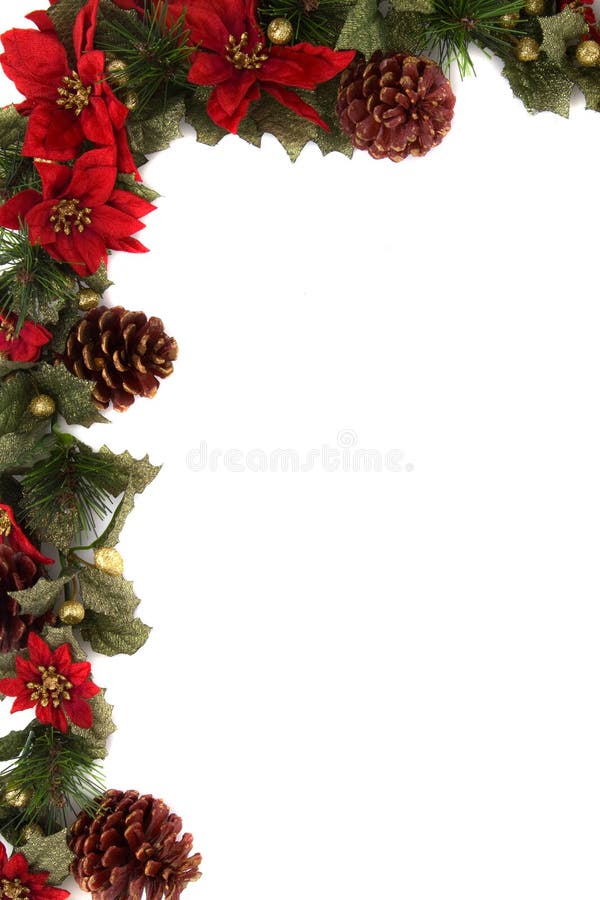 Beira da decoração do Poinsettia e do Natal imagens de stock royalty free Beira da decoração do Poinsettia e do Natal imagens de stock royalty free