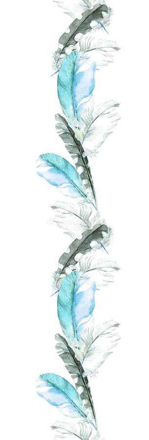 Beira das penas Tira sem emenda Cor de água ilustração do vetor