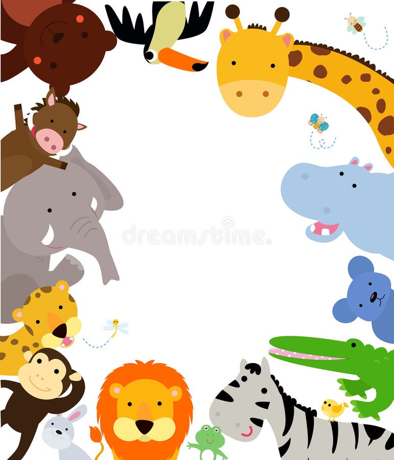 Beira dos animais da selva do divertimento ilustração do vetor Beira dos animais da selva do divertimento ilustração do vetor