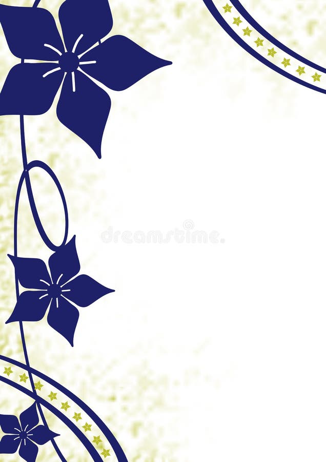 Flower border in blue with gold highlights. Flower border in blue with gold highlights.